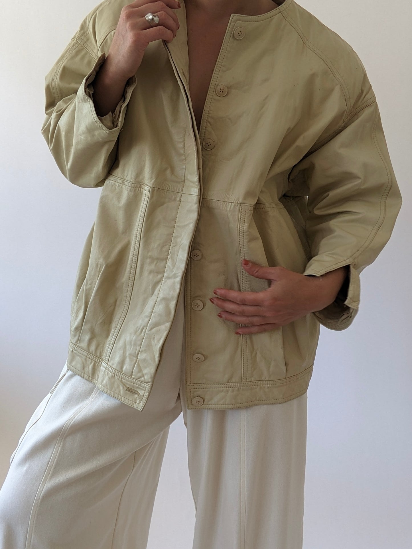Amazing Vintage Sand Leather Jacket