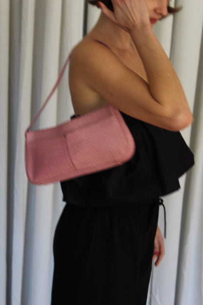 Blush Embossed Leather Shoulder Bag