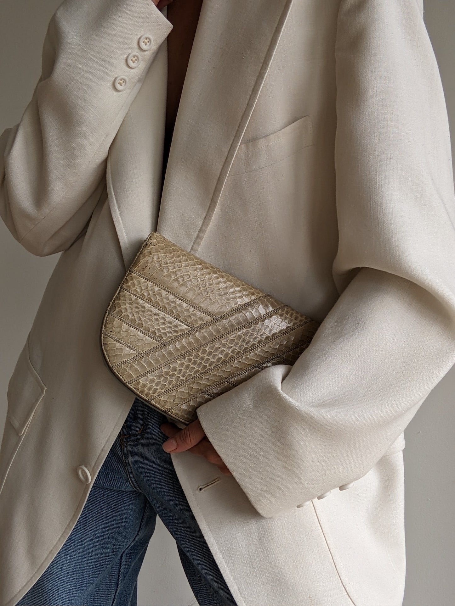 Vintage Snakeskin Patchwork Clutch Purse