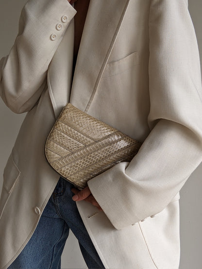 Vintage Snakeskin Patchwork Clutch Purse