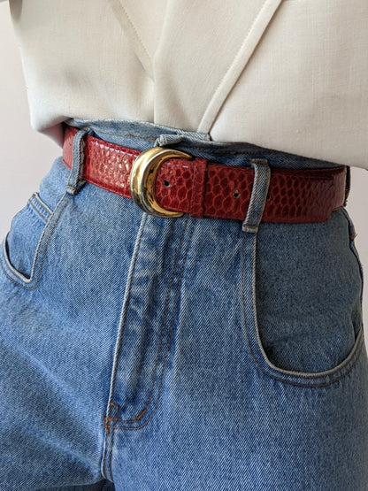 Vintage Chili Snakeskin Leather Belt