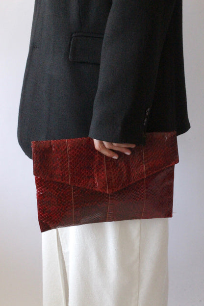Vintage Genuine Snakeskin Envelope Clutch