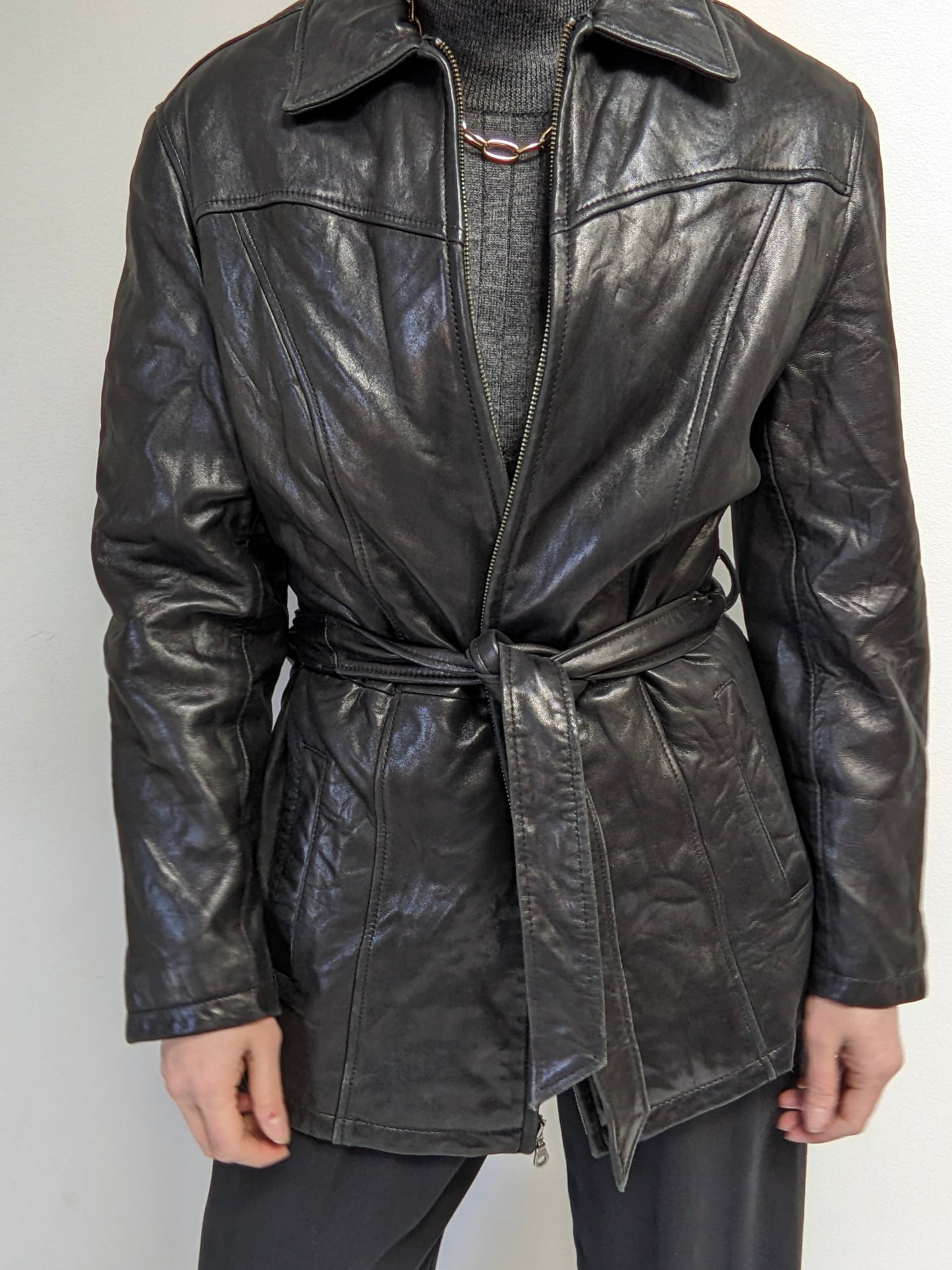 Incredibly Supple Vintage Onyx Belted Leather Jacket
