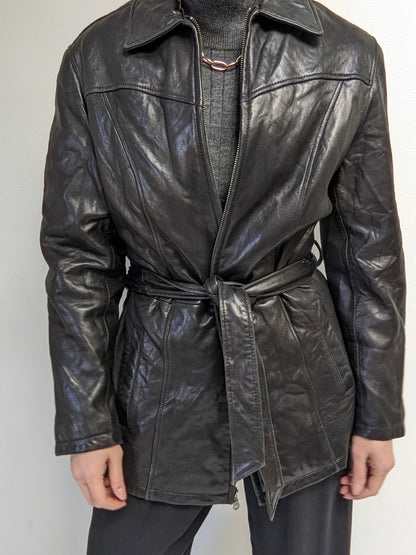 Incredibly Supple Vintage Onyx Belted Leather Jacket