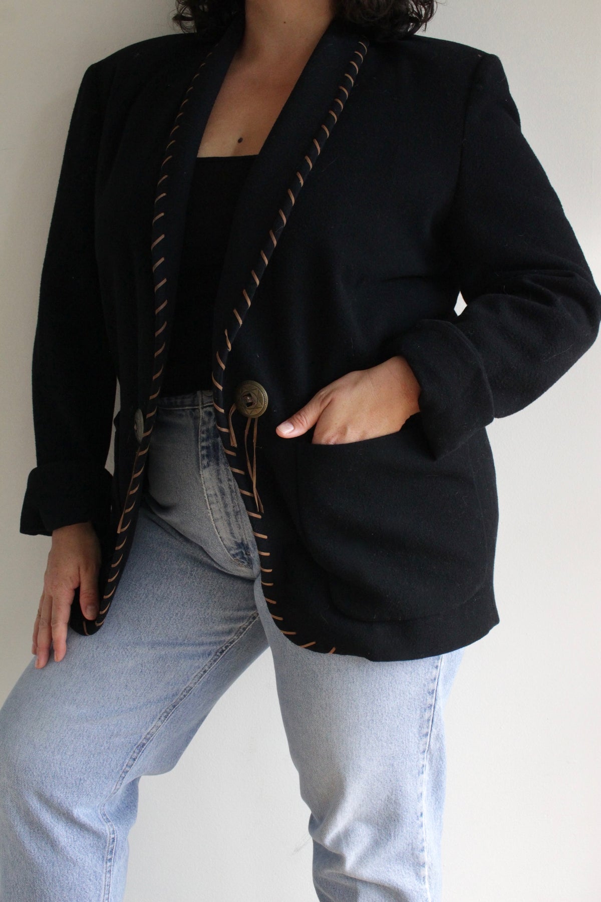 Vintage Western Stitched Wool Blazer