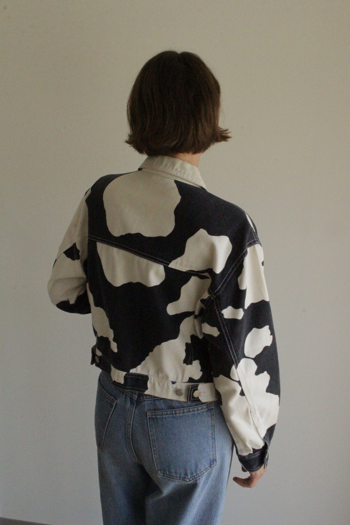 Favorite Vintage Cow Print Denim Jacket