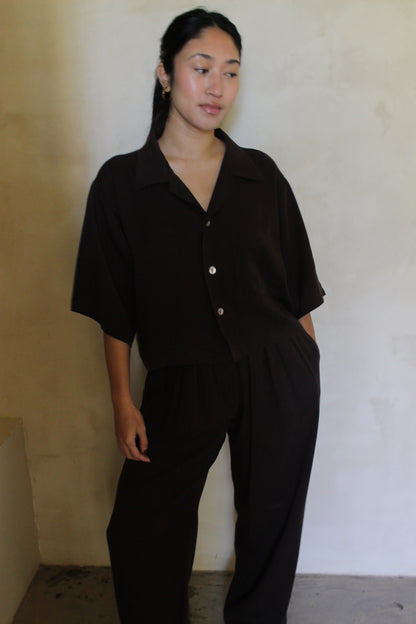 Rae Tencel Cropped Button Up