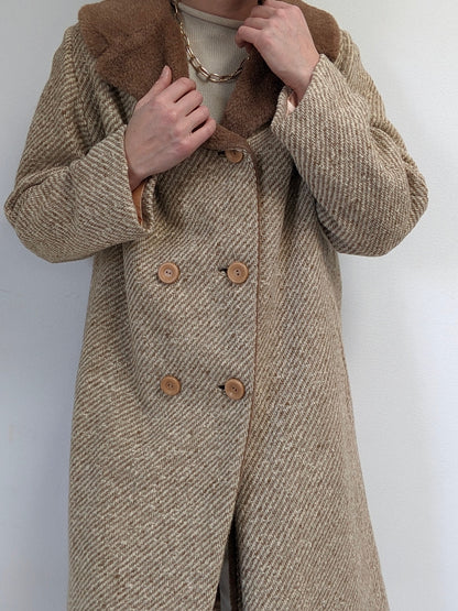 Amazing Vintage Almond Tweed Wool Coat