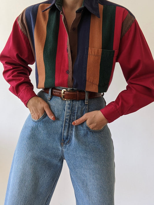 Vintage Bold & Colorful Striped Shirt