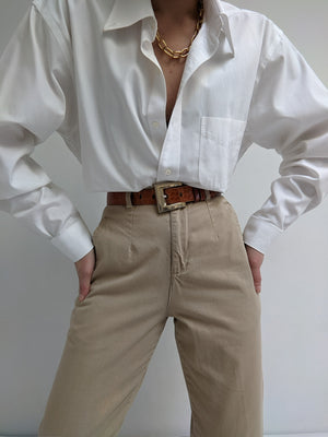 Classic Vintage Khaki Cotton Trousers