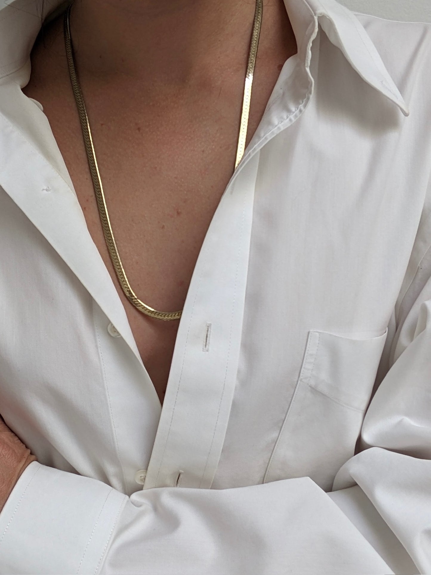 Vintage Gold-Toned Herringbone Chain