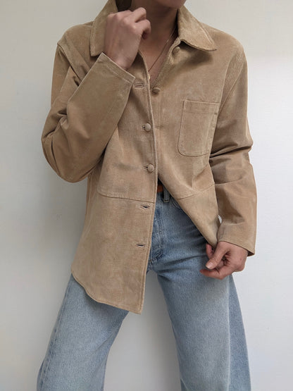 Incredible Vintage Biscuit Suede Button Down