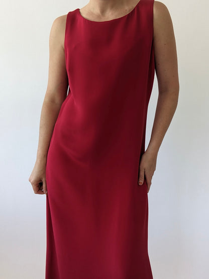 Vintage Raspberry Silk Dress
