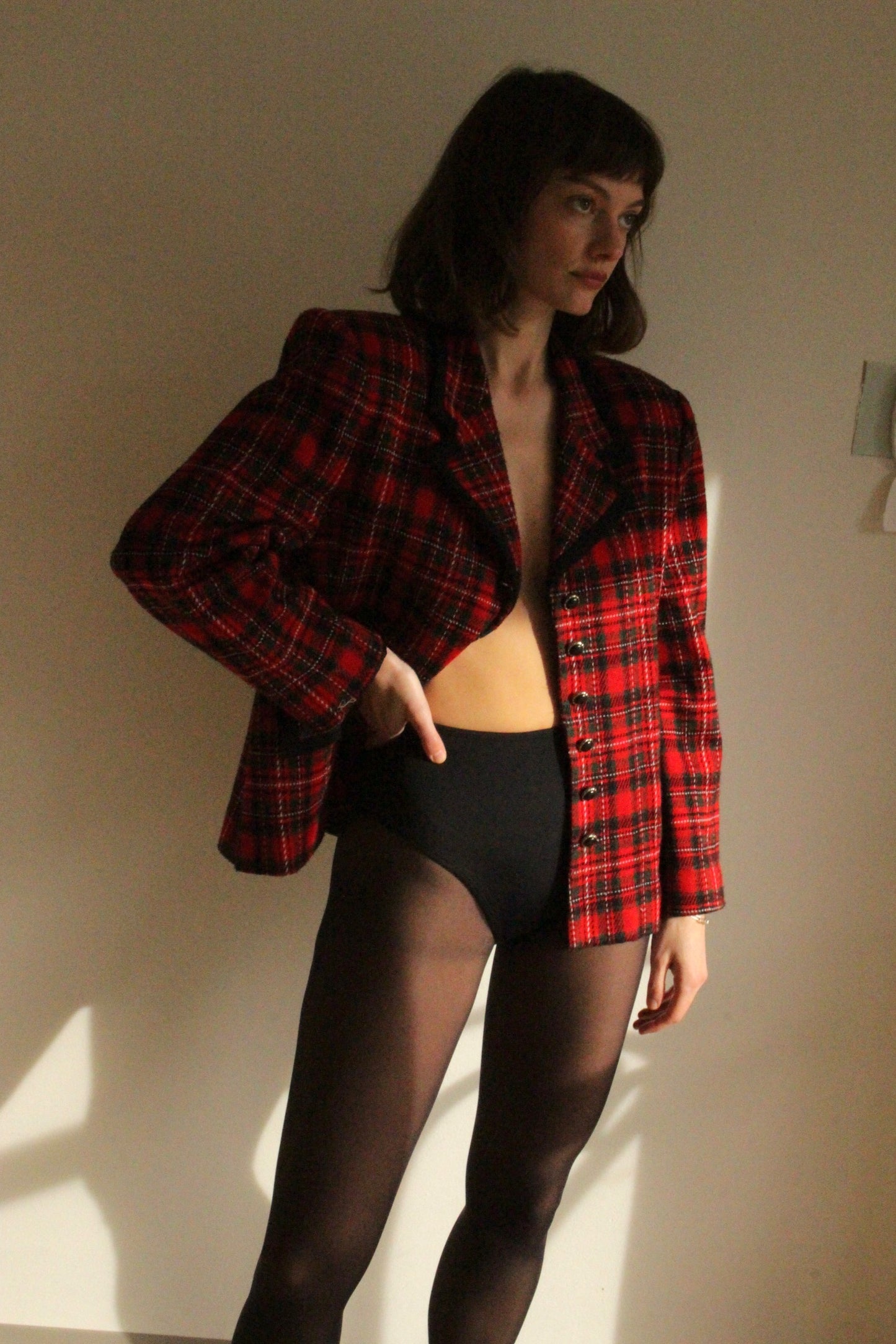 Vintage Holly Woven Plaid Blazer