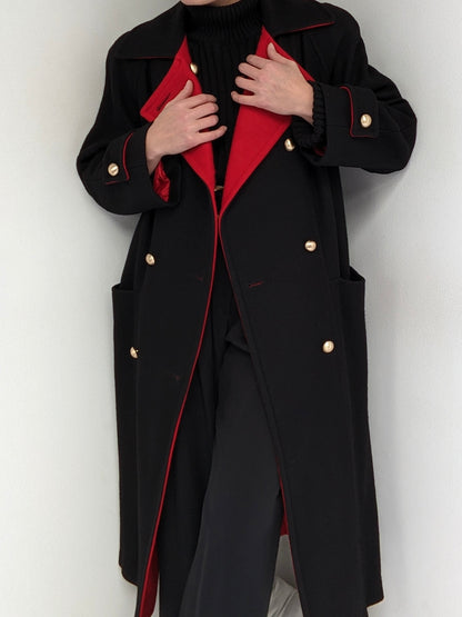 Lovely Vintage Onyx & Crimson Wool Coat