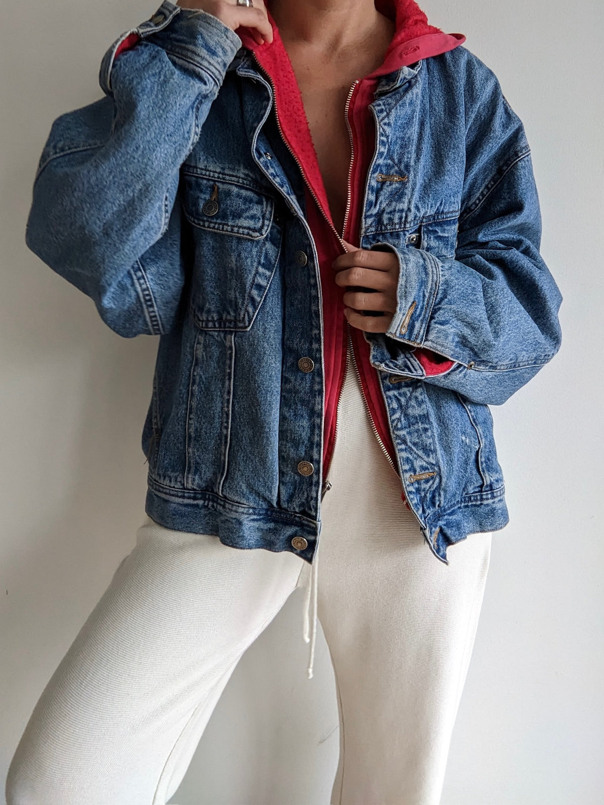 Vintage Gap Sweatshirt-Lined Denim Jacket