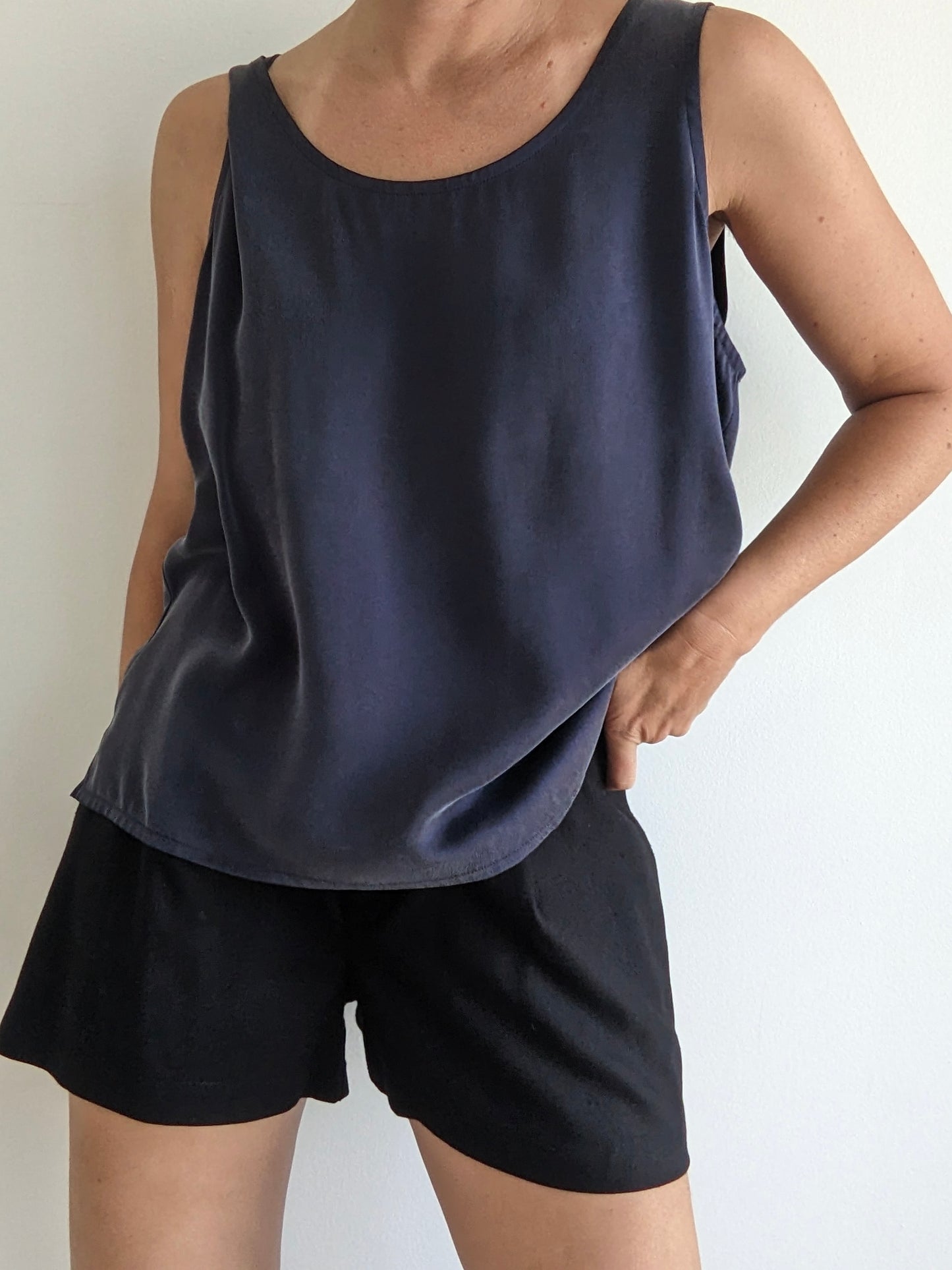 Vintage Faded Black Silk Tank