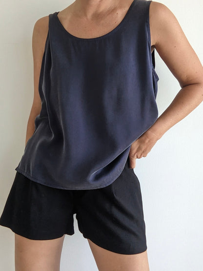 Vintage Faded Black Silk Tank