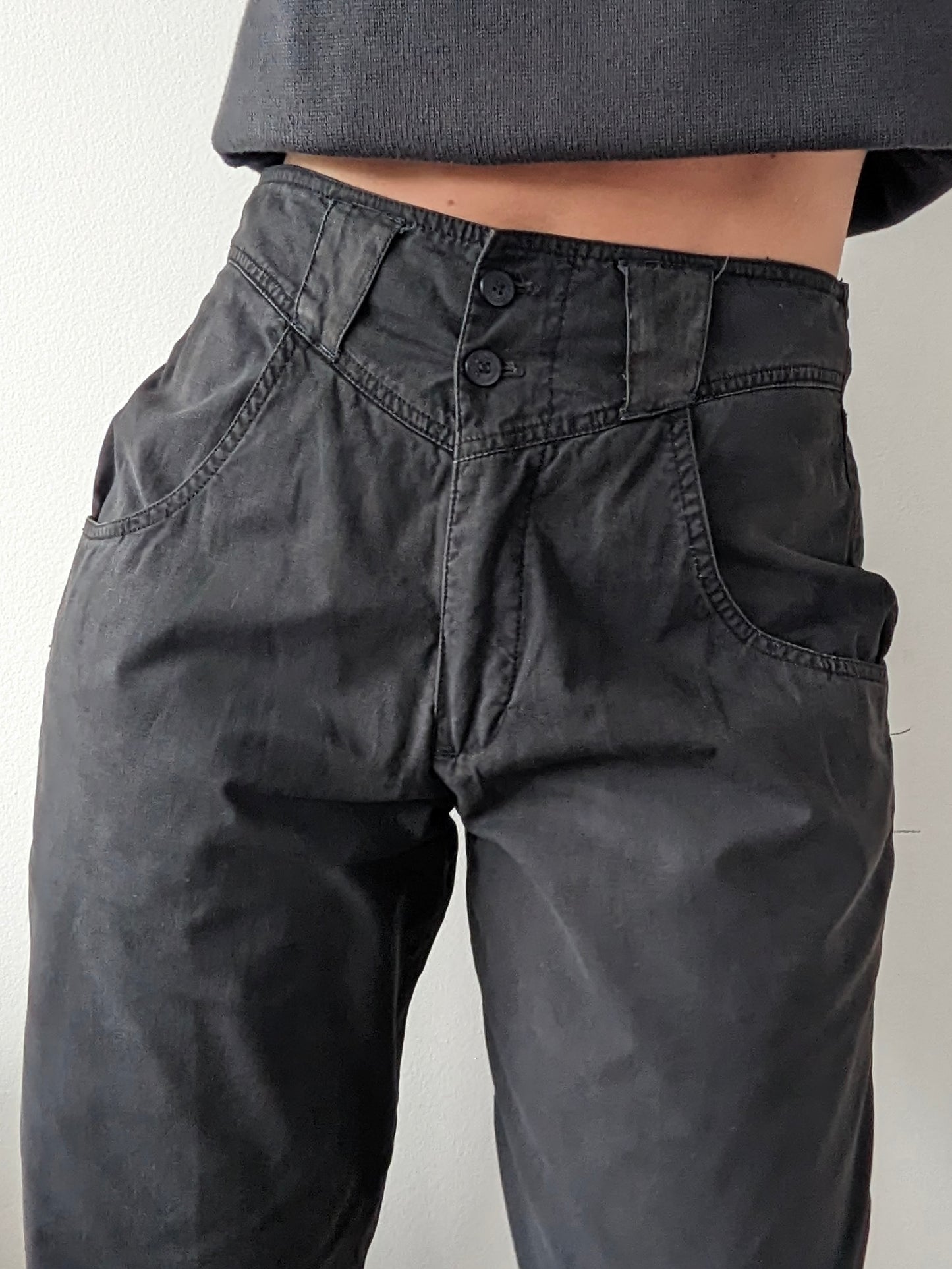Vintage Faded Black High-Rise Trousers