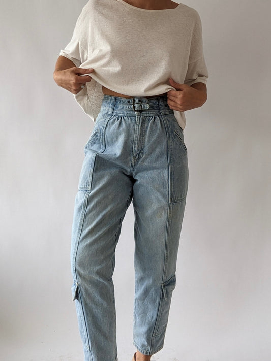 Favorite Vintage Belted Denim Cargo Pants