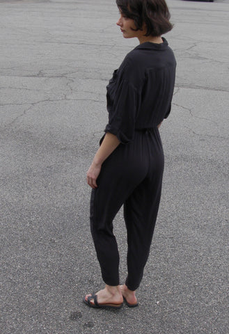 Na Nin Johnny Sandwashed Voile Jumpsuit / Available in Onyx