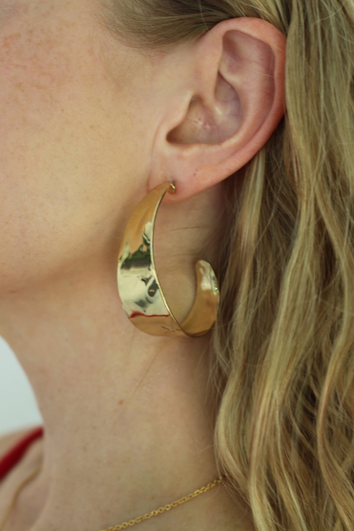 Statement Vintage Gold Hammered Hoop Earrings