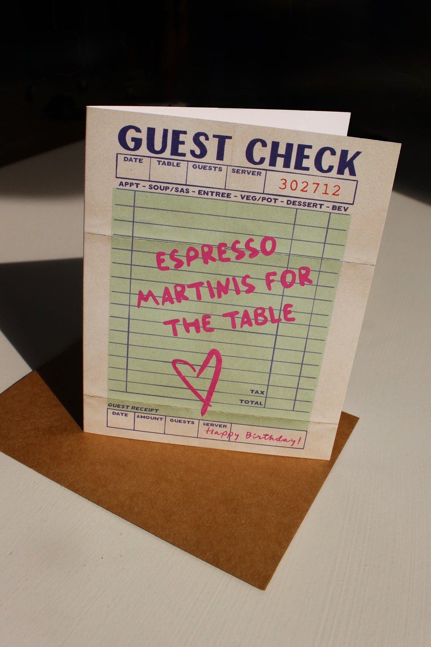 Espresso Martini Guest Check Birthday Card