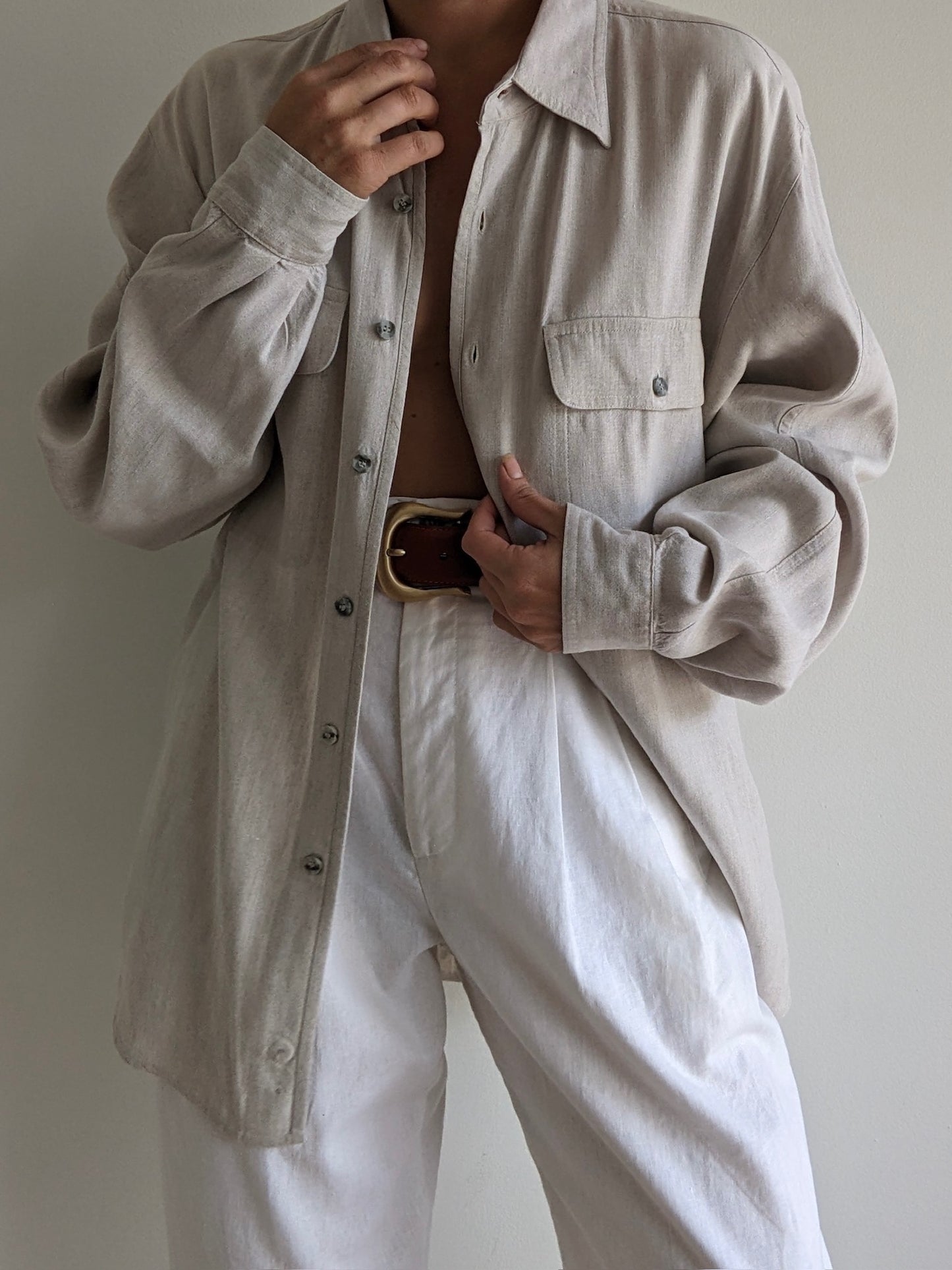 Vintage Wheat Linen Pocket Shirt