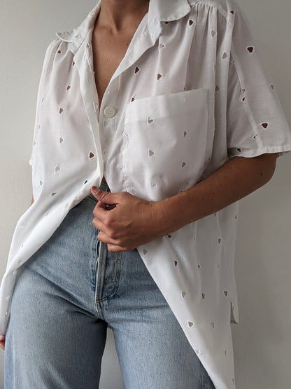 Vintage Lightweight Eyelet Button Up