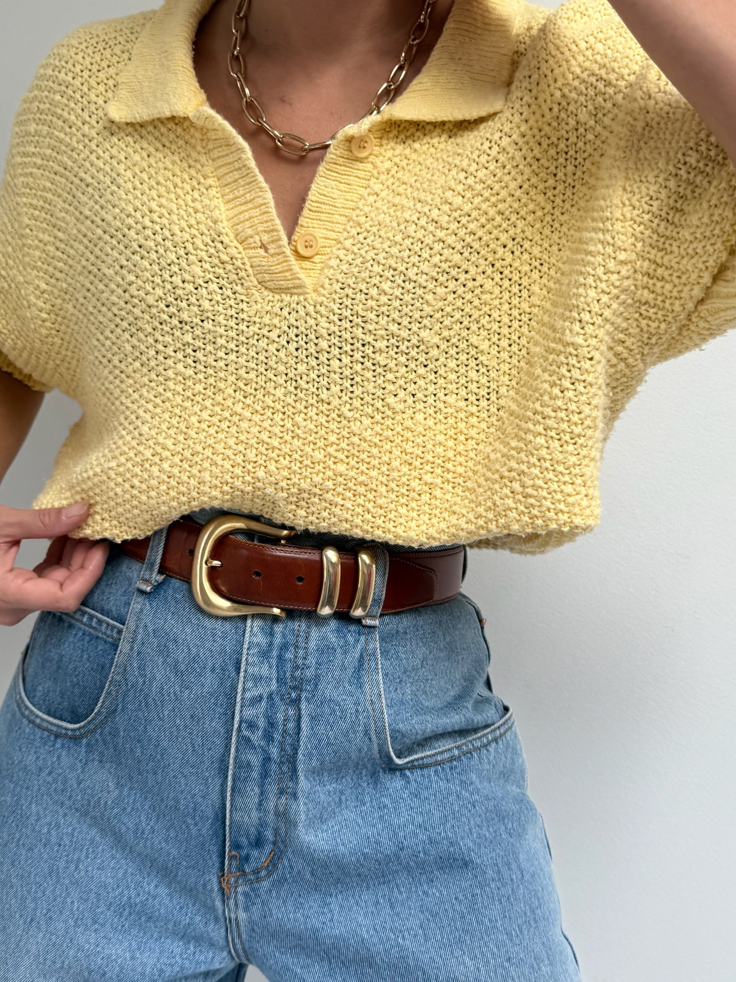 Vintage Butter Woven Cotton Henley