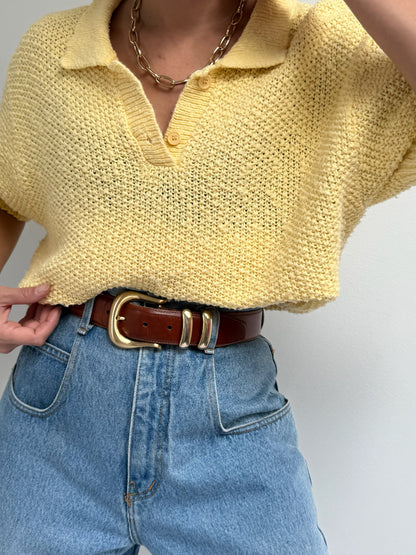 Vintage Butter Woven Cotton Henley