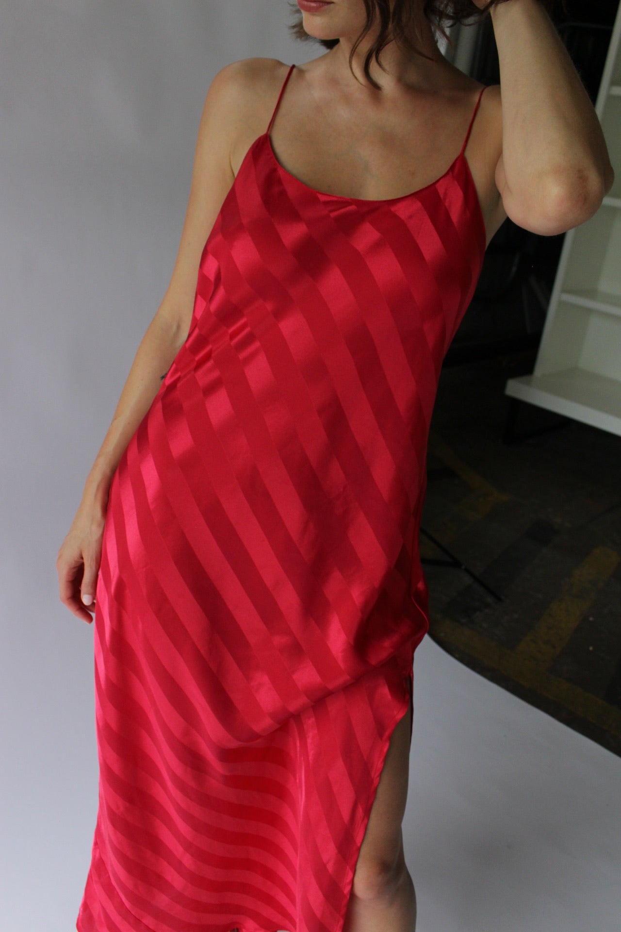 Bold Vintage Victoria's Secret Striped Satin Slip Dress