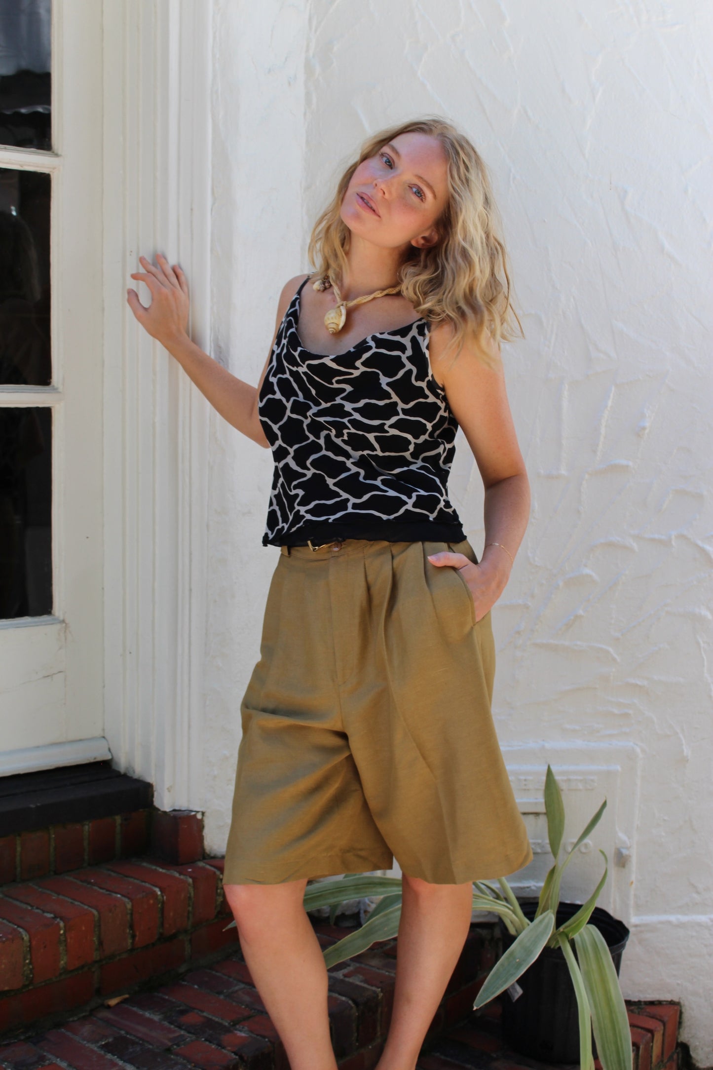 90s Giraffe Print Silk Tank