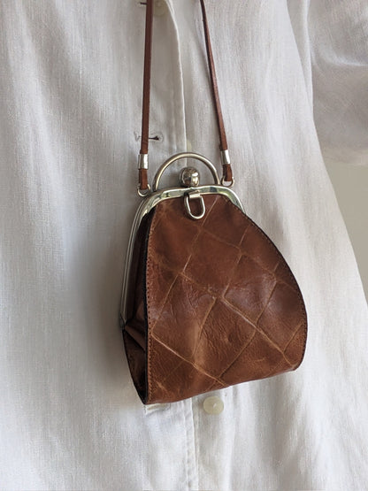 Vintage Petite Croc-Embossed Leather Bag