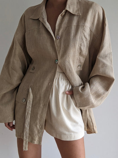 Lovely Vintage Oat Woven Linen Jacket