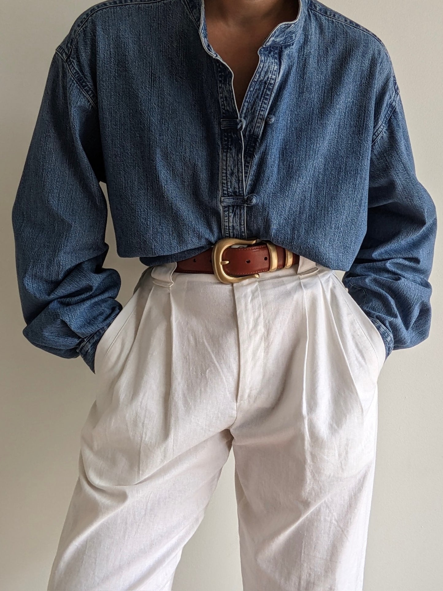 Favorite Vintage Denim Knot Closure Button Down