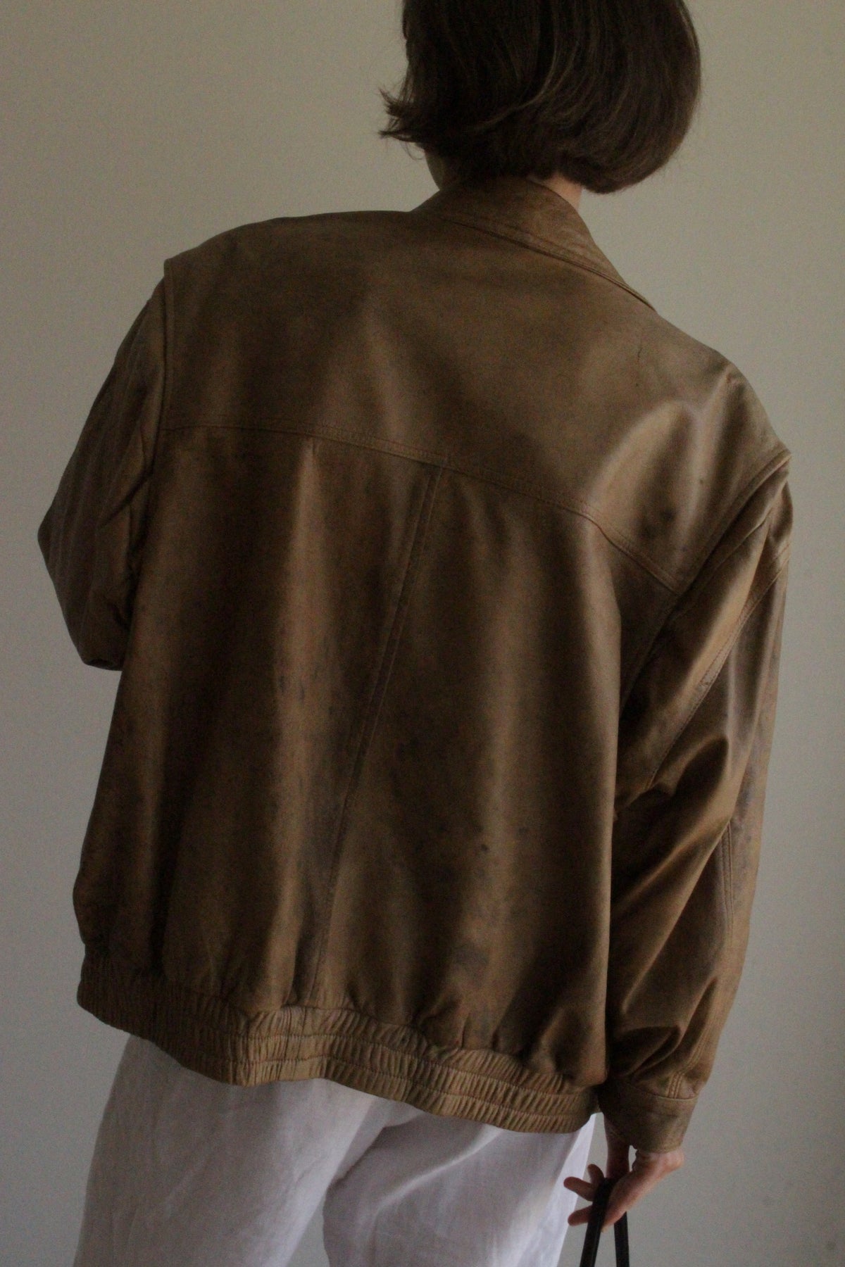 Vintage Faded Mocha Leather Bomber