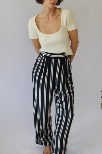 Rare Vintage Striped Silk Wide Leg Pant