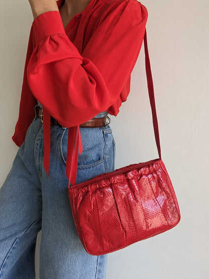 Vintage Tart Red Genuine Snakeskin Purse