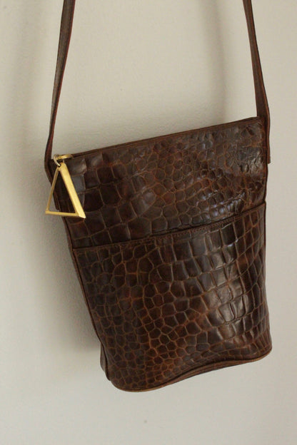 Incredible Vintage Croc-Embossed Leather Purse