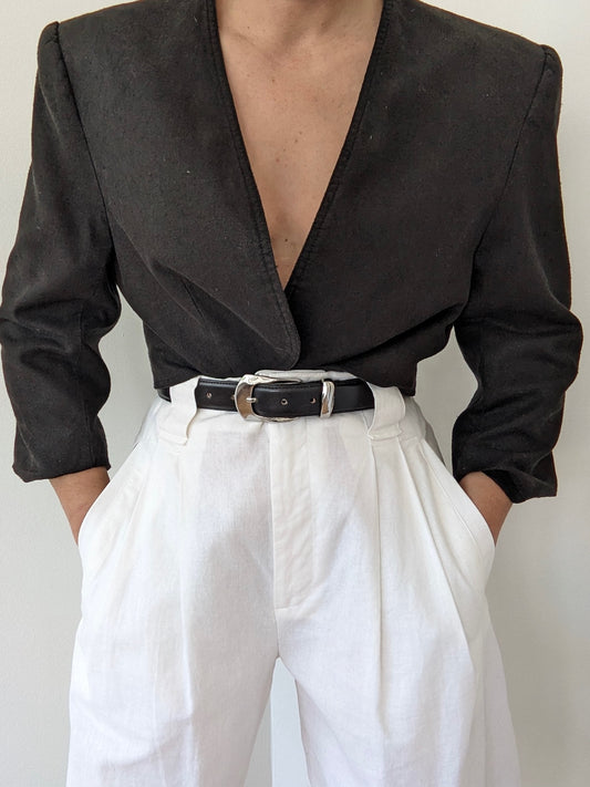 Vintage Faded Black Raw Silk Bolero