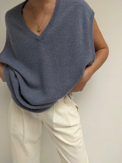 Vintage Stone Blue Cashmere Sweater Vest