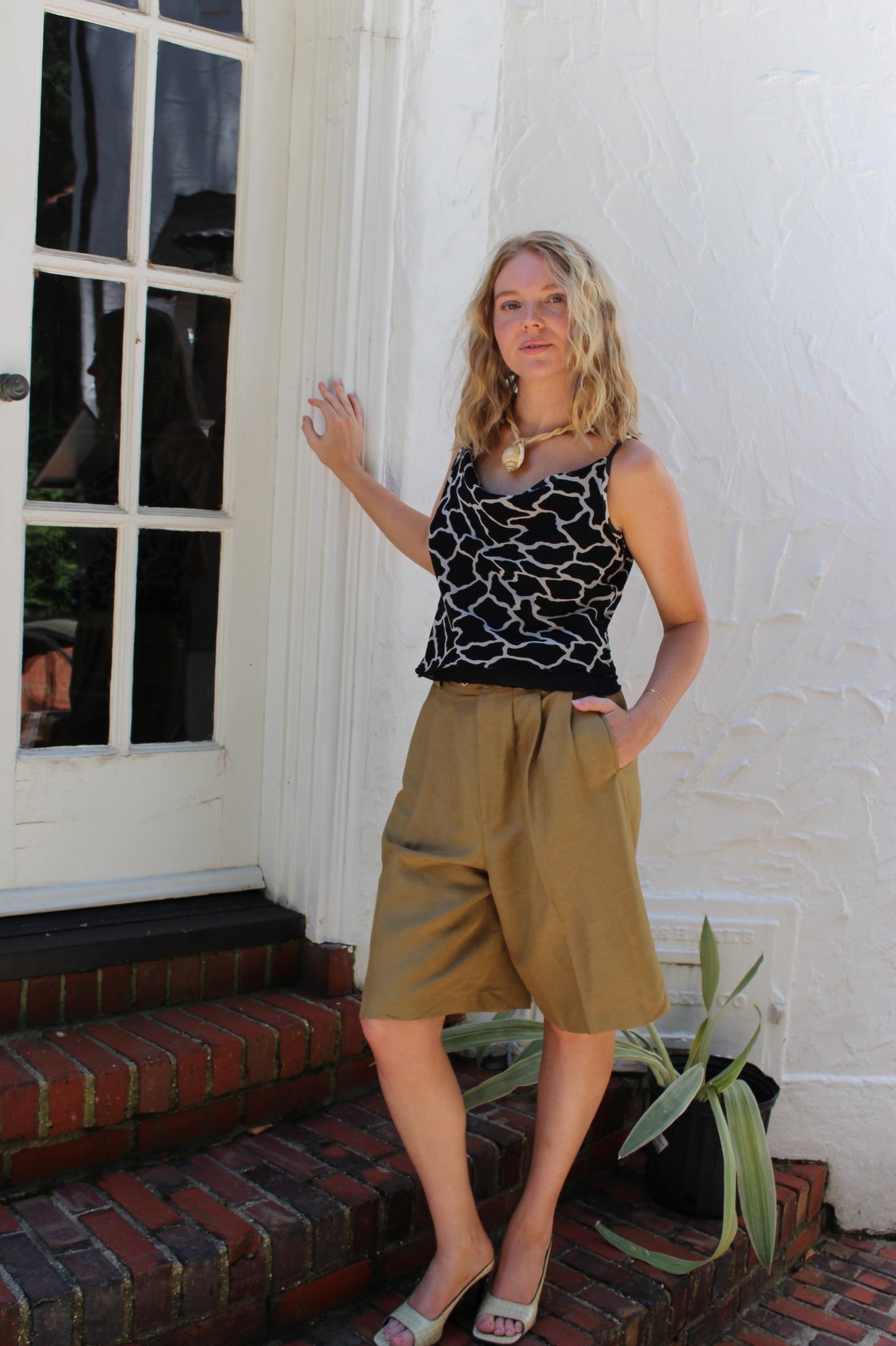 90s Giraffe Print Silk Tank