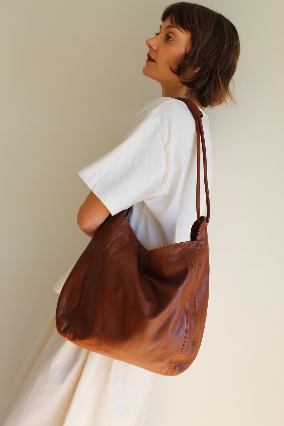 Vintage Large Cognac Leather Bag