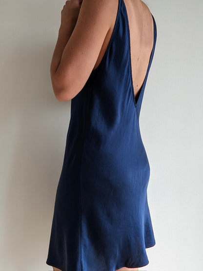 Gorgeous Vintage Navy Silk Slip Dress