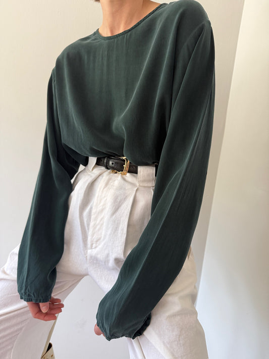 Vintage Evergreen Silk Blouse