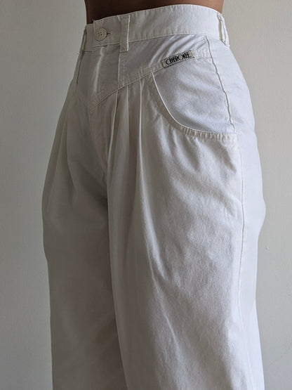 Vintage Cloud Pleated Cotton Trousers