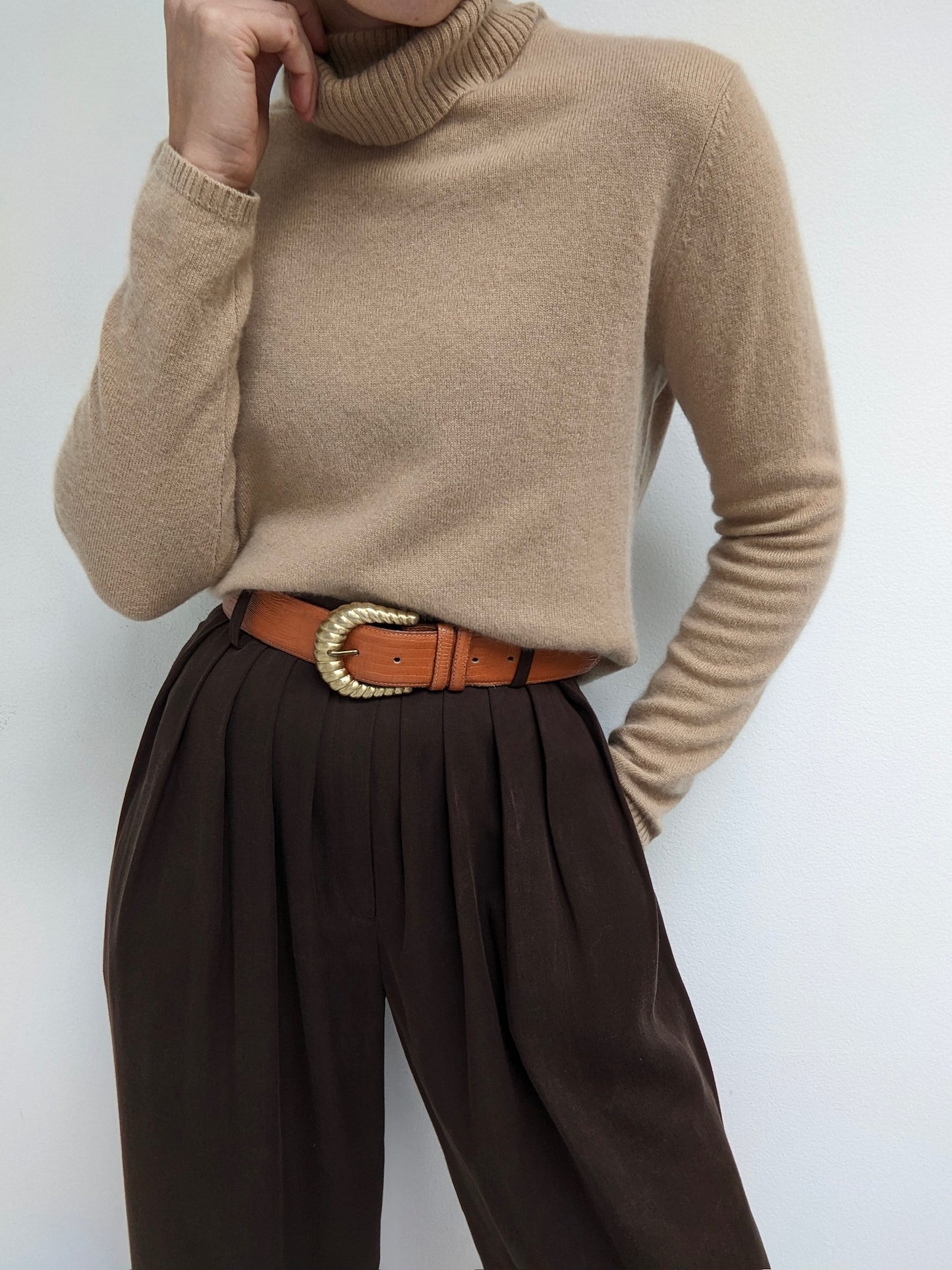 Vintage Camel Cashmere Turtleneck