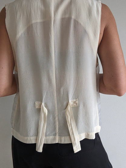 Lovely Vintage Embroidered Sheer Silk Vest