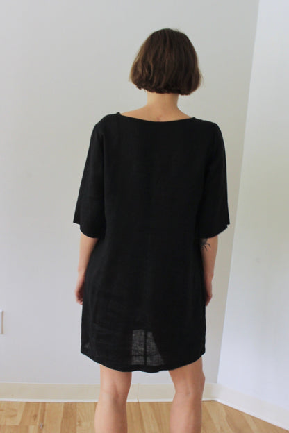 Vintage Onyx Linen Dress